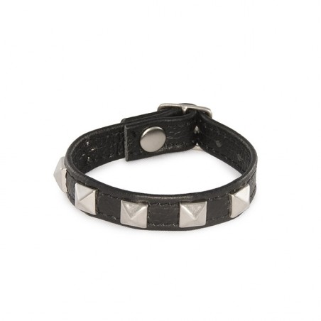 SI IGNITE Pyramid Studded Buckle Cockring, Leather - TOYS