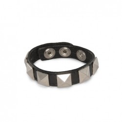 SI IGNITE Pyramid Studded 3 Snap Leather Cockring - TOYS