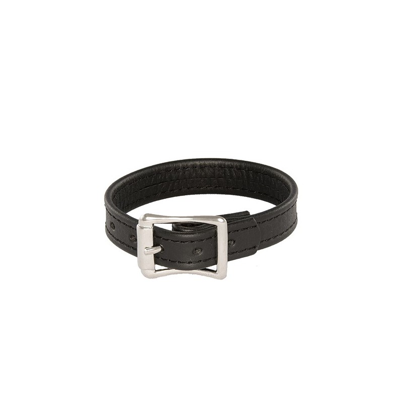 Plain cockring with buckle, leather - TOYS