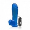 SI IGNITE Vibrating Thick Cock with Balls and Suction, 25 cm (10 in), Blue - TOYS