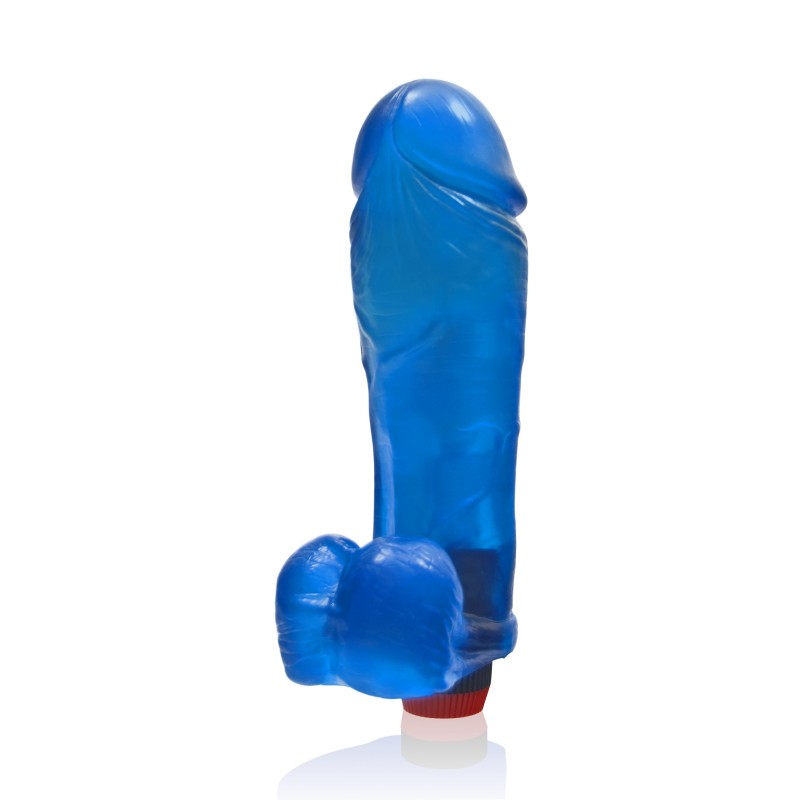 SI IGNITE Thick Cock with Balls and Vibration, 25 cm (10 in), Blue - TOYS