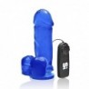 SI IGNITE Vibrating Thick Cock with Balls and Suction, 18 cm (7 in), Blue - TOYS