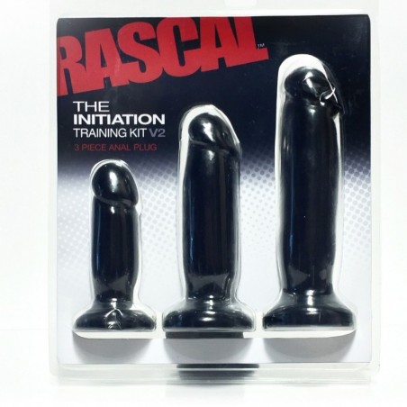 Rascal, The Initiation Training Kit V2, 3 Piece Anal Plug, PVC, Black, 18 cm (7 in) - TOYS